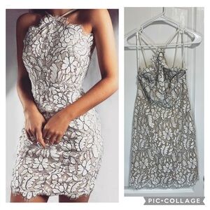 Lulus Delicate Darling Beige and Ivory Lace mini dress size S